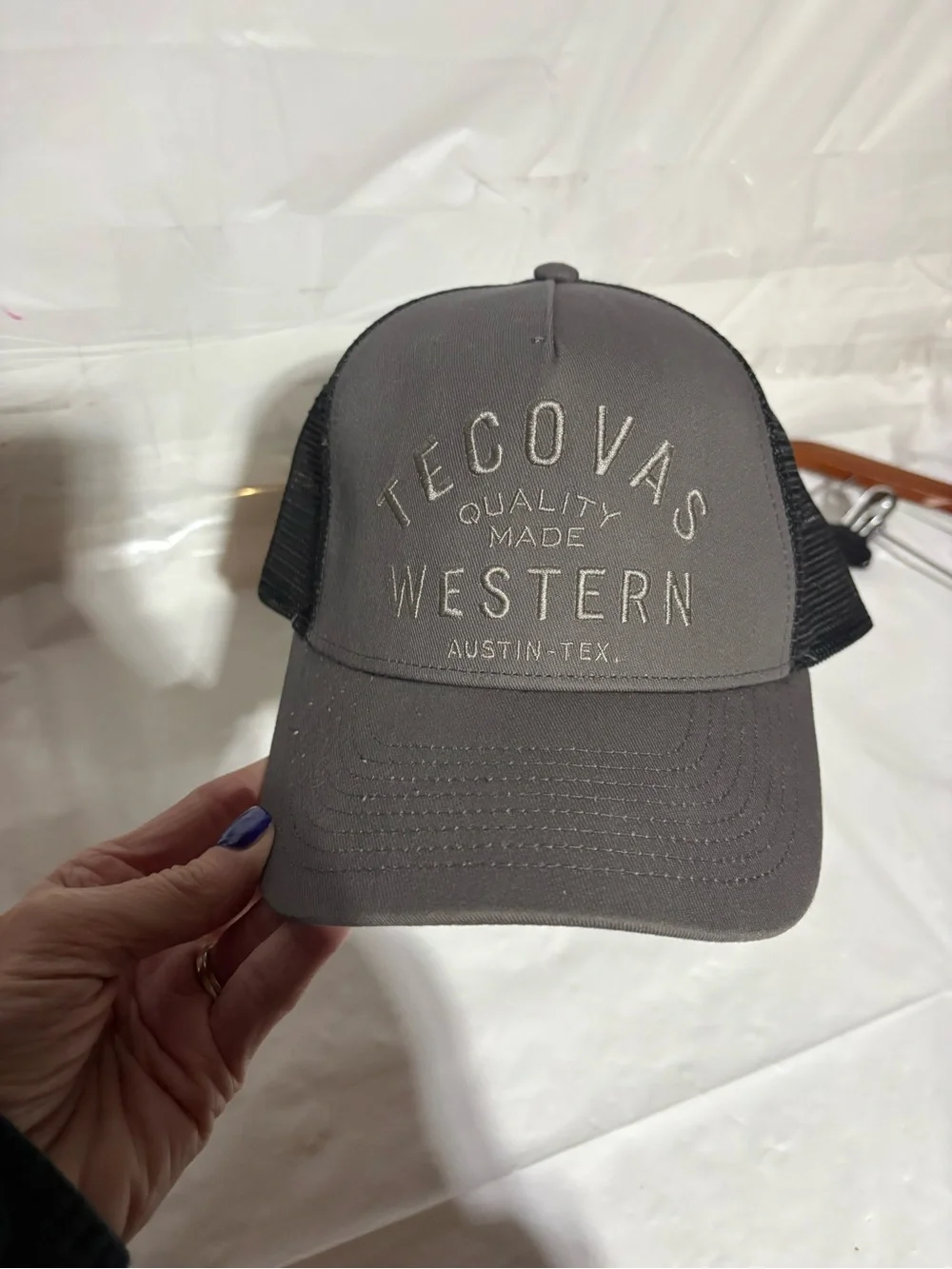 Tecovas Gray and Black Western Mesh Trucker Hat